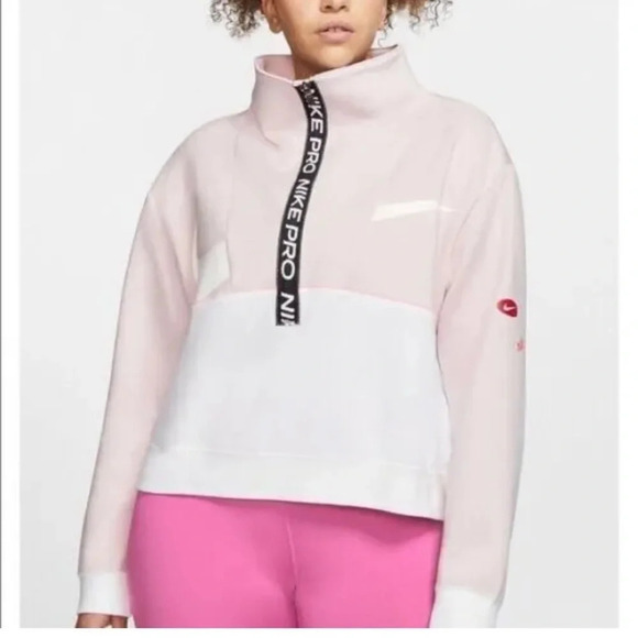 Nike Pro Get Fit Icon Clash Cropped Half-Zip Pullover, Size Medium - Picture 2 of 9